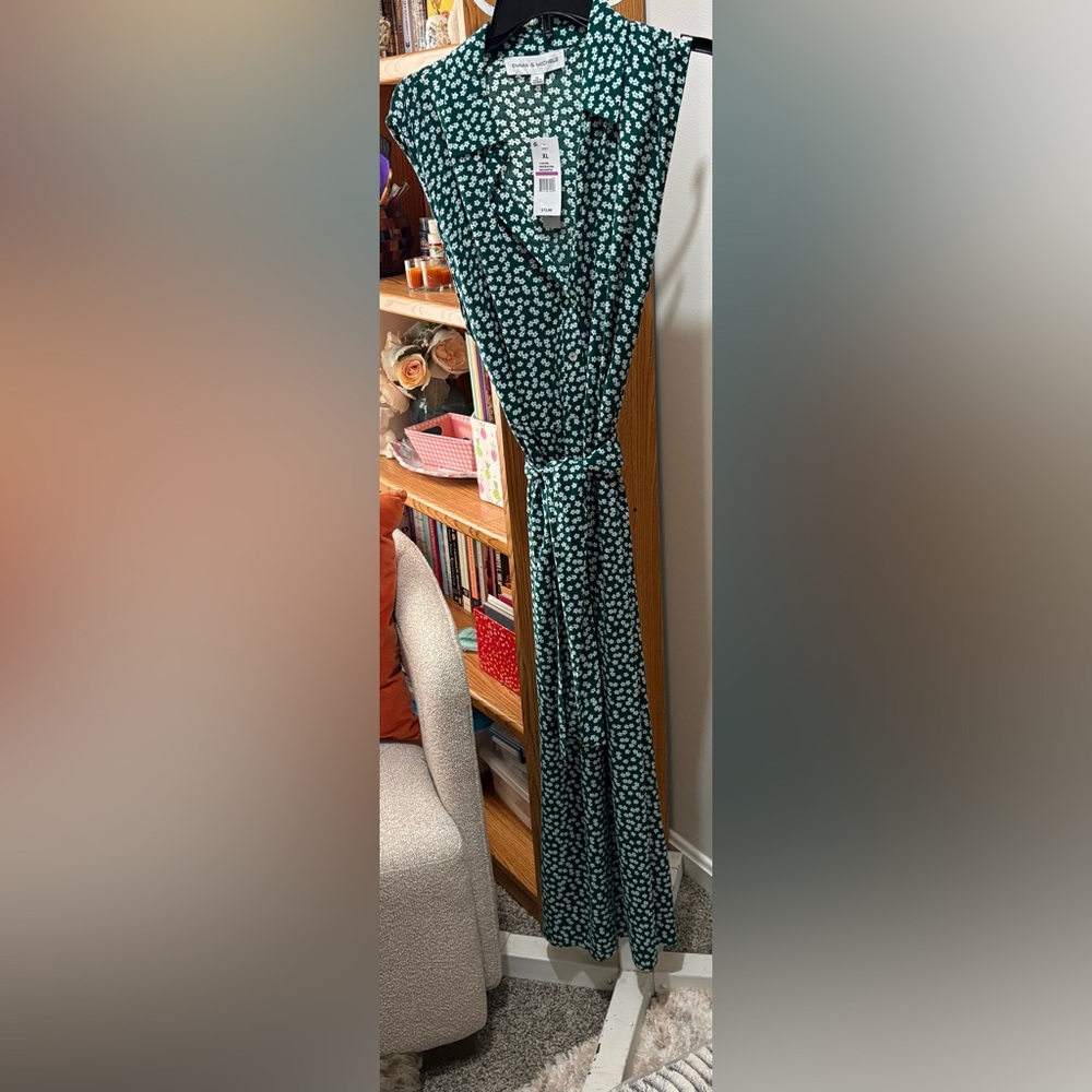 Emma & Michele Teal Floral Midi Dress